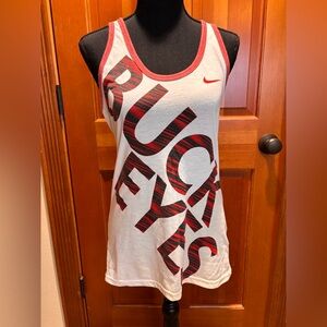 Nike White and Red Dri-FIT Tank Top